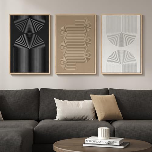 Framed Boho Abstract Wall Art Set, 3 Piece Modern 3D Artwork, 16x24 In - color: Neutral --A, size: 16"w X 24"h X 3pcs