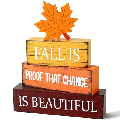 4 Pcs Fall Wooden Decor, Fall Table Decorations Gifts for Home