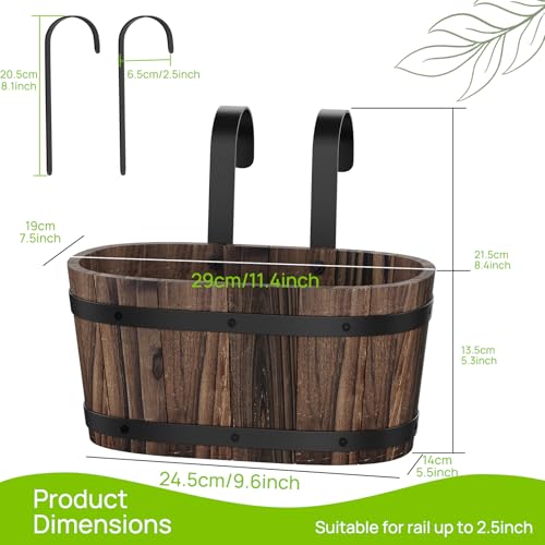 2Pack Wood Fence planters Window boxes planters Railing planter box porch - color: Carbonized-2pcs, size: Small