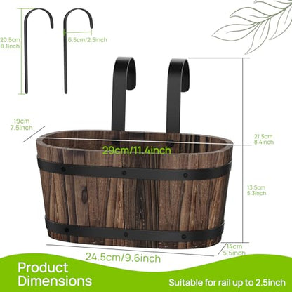 2Pack Wood Fence planters Window boxes planters Railing planter box porch - color: Carbonized-2pcs, size: Small