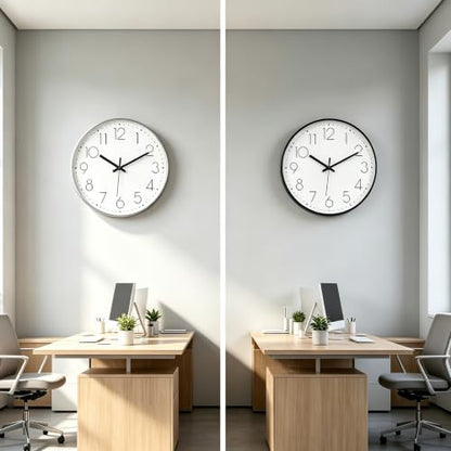 2 Pack Black&Silver Wall Clock 12" Silent Wall Clocks Battery Operated - color: 2 Pack - Black & Silver, size: 12 Inch