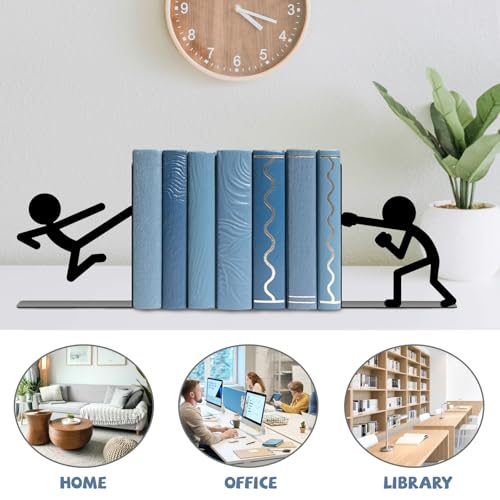Metal Bookends Martial Arts People Book Ends for Shelves - color: Black - 1 Pair Martial Arts People