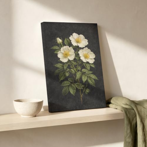 Framed Botanical Wall Art, Moody Rose Canvas Prints, 16x24 Inch - color: Dog Rose