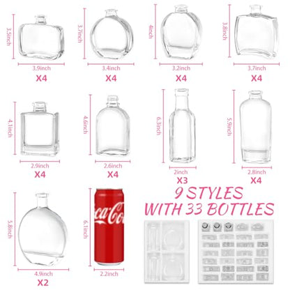 33pcs Glass Small Bud Vases Set - 9 Styles Clear Bud Vase - color: Clear Set of 33