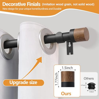 2 Pack Boho Rustic Adjustable Wood Curtain Rod 32-88 Inch, Black - color: Black, size: 32"-88"|2 PACK