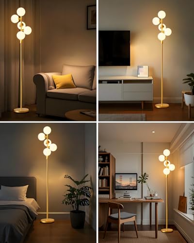 Lightdot Globe Floor Lamp Mid Century Modern Floor Lamp for Living Room - color: 5 Globe-Gold