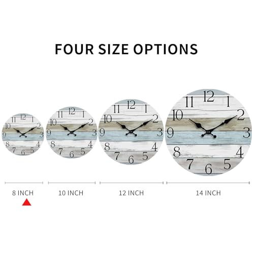 8 Inch Wall Clock, Silent Battery Operated Analog Clock, Blue - color: A-blue White Brown, size: 8"