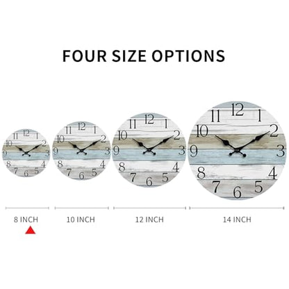 8 Inch Wall Clock, Silent Battery Operated Analog Clock, Blue - color: A-blue White Brown, size: 8"