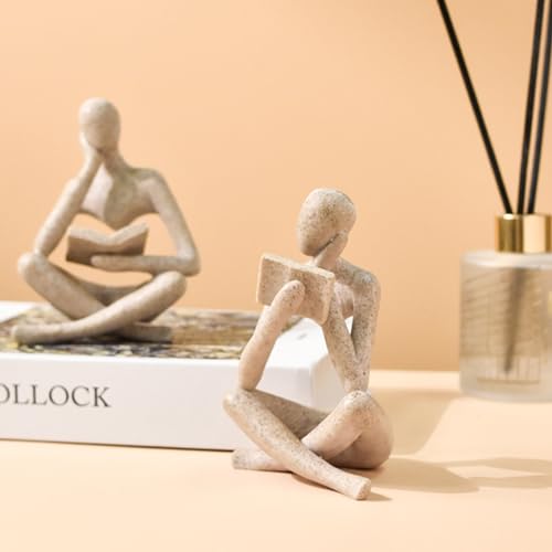 Jinkoozz Gold Reading Women Statue, Thinker Sculptures, Abstract Art Ornament, Modern Aesthetic Figurine Decoration, Suitable for Home Living Room Bedroom Office Shelf Table Desk Bookshelf Decor - color: Right, size: Small