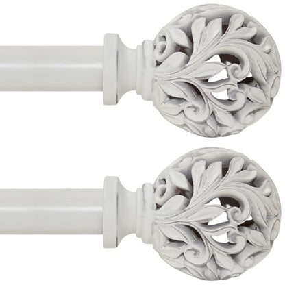 Ycolnaefllr 2Pack White Curtain Rod, Heavy Duty, Fits 18-64" Windows - color: Weathered white, size: 18-45"(2 Pack)
