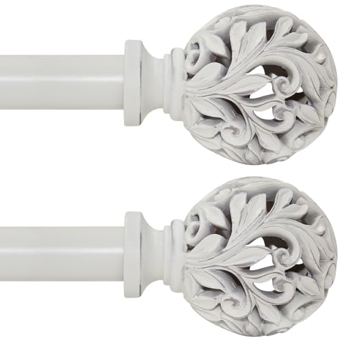 Ycolnaefllr 2Pack White Curtain Rod, Heavy Duty, Fits 66-120" Windows - color: Weathered white, size: 66-120"(2 Pack)
