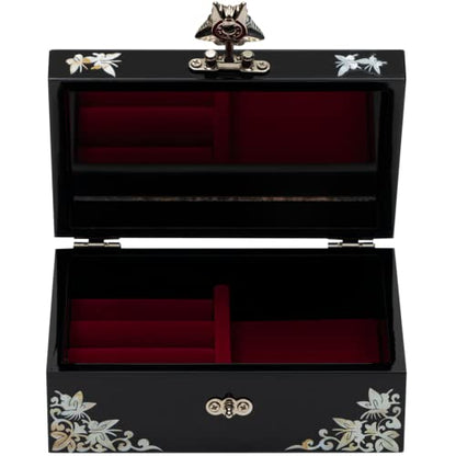 February Mountain Mother-of-Pearl Jewelry Box – Elegant Purple Lacquered Keepsake with Peony & Butterfly Design, Red Velvet Interior – Christmas, Birthday Gift, Unique Jewelry Organizer for Women - color: Purple Haze