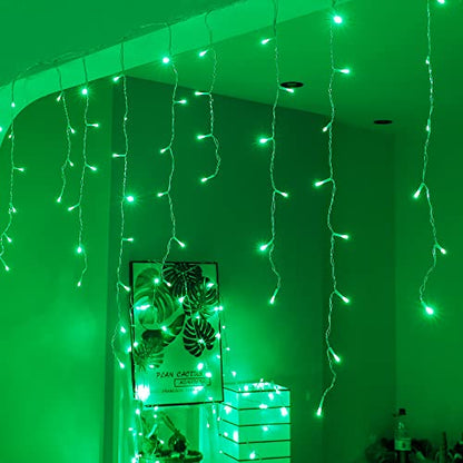 300LED Icicle Lights for Outside,Green Curtain Lights - color: Green