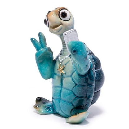 Hodao Sea Turtle Figurine, Selfie Ocean Turtle Coastal Summer Decor - color: Blue-1