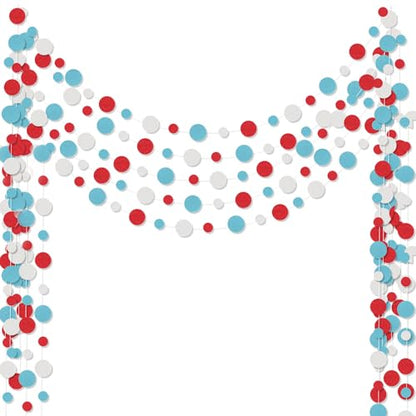 Outus 5 Pieces Dot Garland Banner Hanging, Light Blue,White,Red - color: Light Blue,white,red