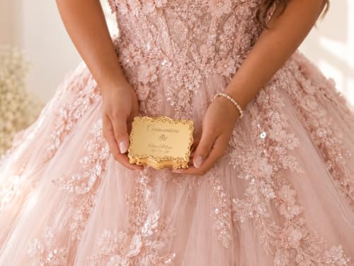 Cherished Moments Personalized Quinceañera Rectangle Jewelry Box - color: Gold Quinceanera