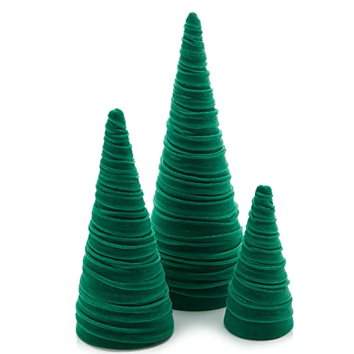 Your Heart's Content Green Velvet Trees Set of 3 (Green) - color: Green