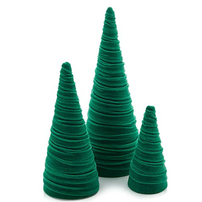 Your Heart's Content Green Velvet Trees Set of 3 (Green) - color: Green