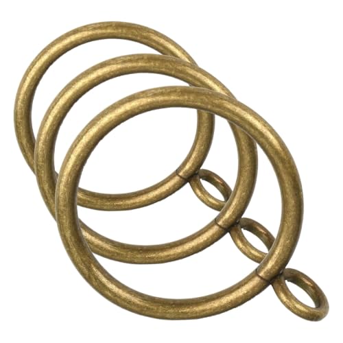 Antique Brass Curtain Rings with Eyelets for Up to 1.2-inch Curtain Rods (Set of 30 PCS Curtain Rings) (Pack of 3) - size: 1 1/2 inch Inner Diameter (Pack of 3)