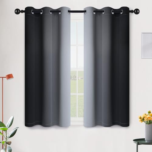 SimpleHome Ombre Black to Grey White Curtains for Living Room 42Wx45L - color: Black, size: 42"W x 45"L (Pack of 2)