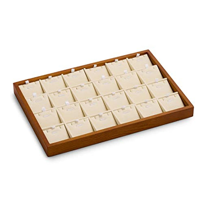 Oirlv Wooden Jewelry Tray,Jewelry Drawer Organizer,Necklace Display Tray - color: Creamy-white 24 grid necklace/pendant jewelry tray