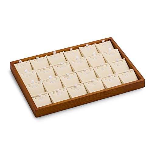 Oirlv Wooden Jewelry Tray,Jewelry Drawer Organizer,Necklace Display Tray - color: Creamy-white 24 grid necklace/pendant jewelry tray