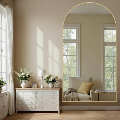 MISSDAY Oversized Full Length Mirror, Arched Floor Mirror 83" x 44", Gold