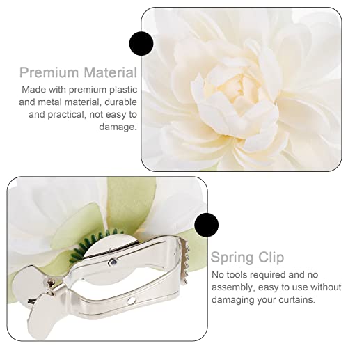 Sewroro 2Pcs Curtain Flower Buckles, Curtain Tiebacks Clips for Draperies Home Hotel Window Treatment Holdbacks Easy Clip-on Decorative Flower Design