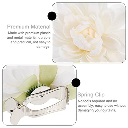 Sewroro 2Pcs Curtain Flower Buckles, Curtain Tiebacks Clips for Draperies Home Hotel Window Treatment Holdbacks Easy Clip-on Decorative Flower Design
