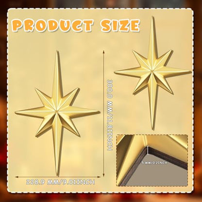 2 Pcs Christmas Hanging Wooden Sign Bethlehem Star Decor - style: Creative