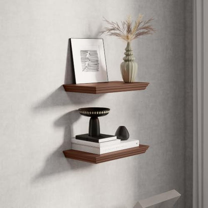 Fun Memories Floating Shelves, Walnut, 16 Inch Long, 9.3 Inch Deep, 2 Pack - color: Walnut, size: 16", Set of 2