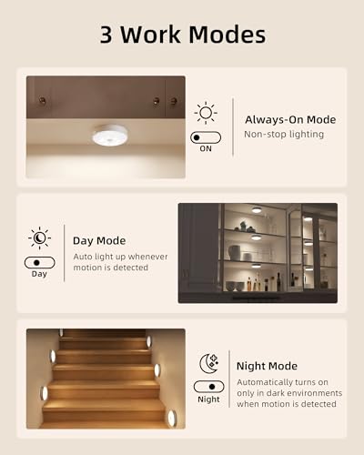 EZVALO RGB Puck Lights with Charging Station, Motion Sensor Cabinet Lights - color: White