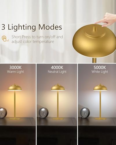 Cordless Table Lamps, Rechargeable LED Touch Lamp, Gold, 4 Pack - color: Gold-Set of 4