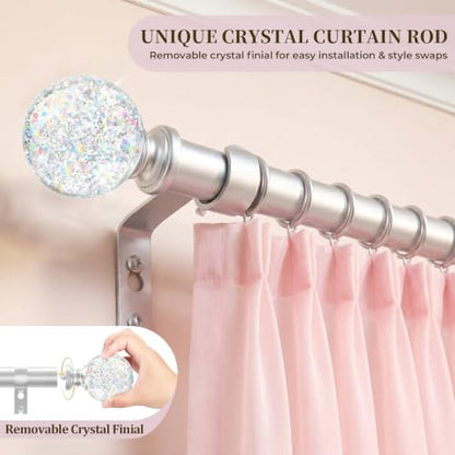 TVWOO Silver Rainbow Curtain Rod Adjustable Heavy Duty Crystal Ball,66-120" - color: Silver, size: 66-120" ( 1pack )