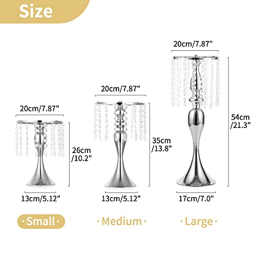NUPTIO Tall Vase Table Centerpiece, 10.2", Silver, 10 Pcs | Crystal Metal Flower Holder Stand, for Wedding Reception, Tables, Road Lead, Party - color: Silver, size: 10 x S