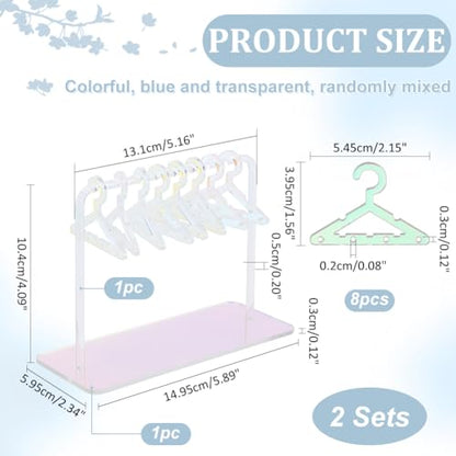 PH PandaHall 32 Holes Earring Hanger Stands Acrylic Earring Holder Rack with Mini Hangers Earring Display Earring Closet Ear Stud Organizer for Retail Personal Exhibition, Iridescent Clear Blue Mixed - color: Colorful