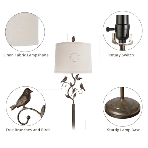 63" Farmhouse Iron Leaf Floor Lamp for Living Room - color: Brass