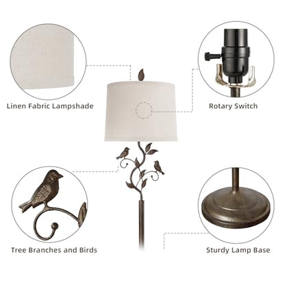 63" Farmhouse Iron Leaf Floor Lamp for Living Room - color: Brass