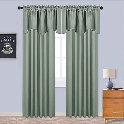NICETOWN 2 Panels Sage Green Kitchen Valances for Windows, 42W x 18L - color: Sage Green, size: 42"W x 18"L (Pack of 2)