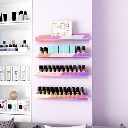 4 Pack 15 Inch Iridescent Acrylic Floating Wall Shelves, Rainbow Shelves - color: 15in-iridescent