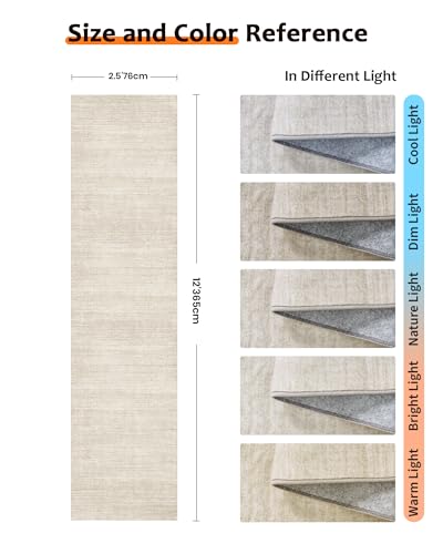 Washable Runner Rug Non Slip, 2'6"x12 Runners for Hallways, Beige - color: Stripe-beige, size: 2'6" x 12' (Runner)