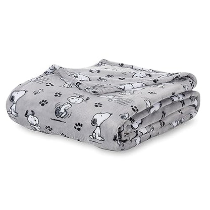 Berkshire Blanket Peanuts® VelvetLoft® Cute Character Snoopy Plush Blanket,Peanuts Poses and Paws Grey,Twin 60 in x 90 in (Official Peanuts® Product) - color: Peanuts Poses and Paws Grey, size: Twin (60 in x 90 in)