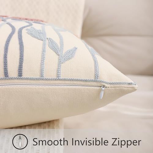 Fall Embroidered Throw Pillow Covers 18x18 Set of 2 Blowball - color: Blowball