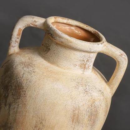 Ceramic Flower Vase, 11.41 Inch Tall Farmhouse Vase with Handles - color: 103-11.4in