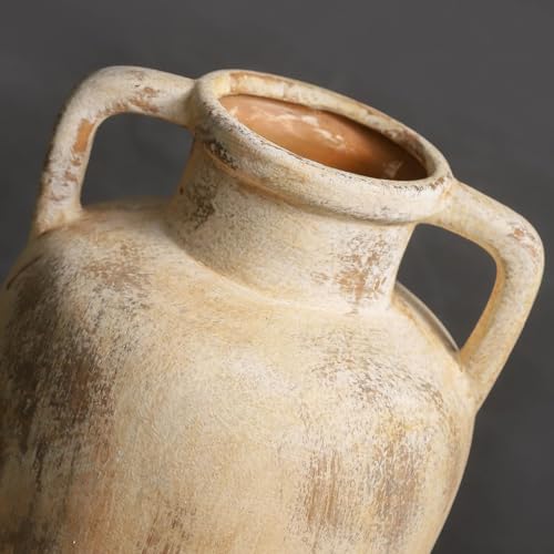 Ceramic Flower Vase, 11.41 Inch Tall Farmhouse Vase with Handles - color: 103-11.4in