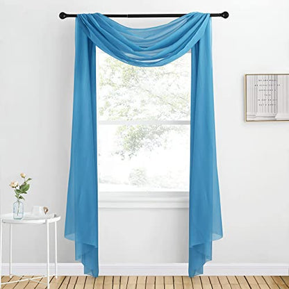 NICETOWN Turquoise Window Scarf Valances, Voile Sheer Scarf for Draping, Party Curtains for Bed Canopy/Birthday/Revelry, W60 x L216, 2 Panels - color: Turquoise
