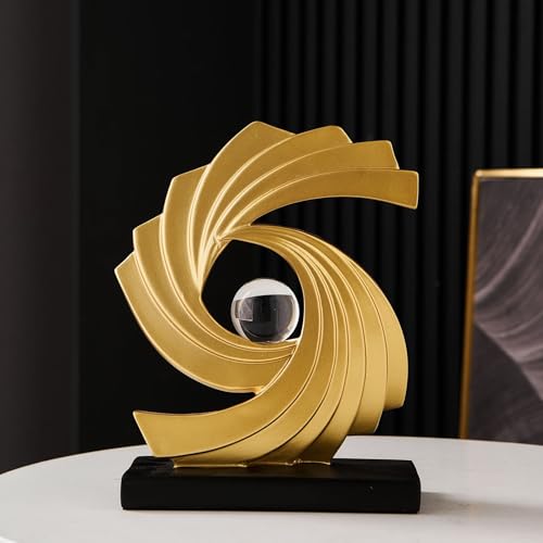 Abstract Art Statue,Modern Gold Minimalist Decoration,Geometric Abstract Sculpture,Decoraciones para Sala Bedroom Office Coffee Tabletop Centerpiece Decoration Resin Collectibles (Gold) - color: Gold
