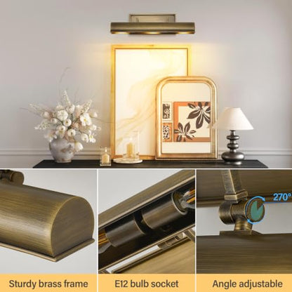 Art Picture Wall Sconce,Linear Artwork Display Wall Lights - color: Antique Brass, size: 18"-3 Bulbs