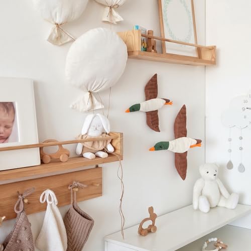 Hungdao 2 Pcs Mallard Duck Nursery Wall Decor Felt Duck Wall Art Rustic Flying Birds Hanging Decor for Nursery Bedroom Living Room
