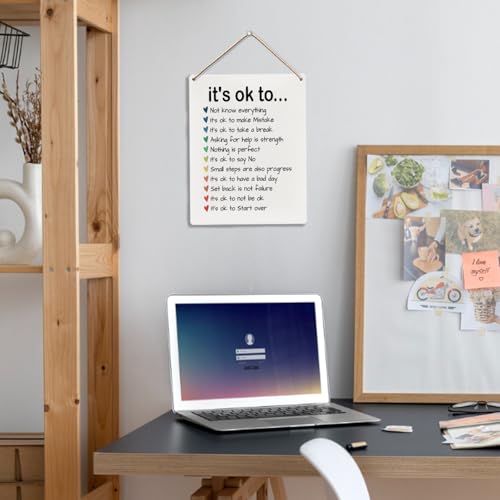 Therapist Therapy Office Wall Decor Sign,Nursery Classroom Mental Health Decor,Inspirational Motivational Therapy Wall Decoration Sign for Kids Room Bderoom,It's Okay to Art Decoration,8x10 Inch - color: It's ok to